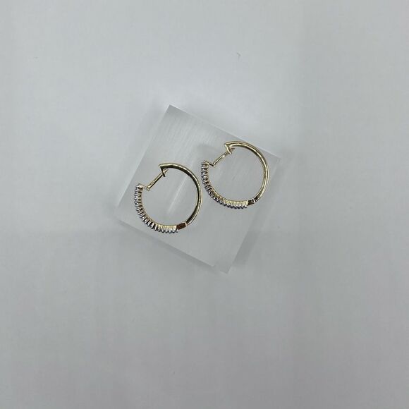 Natural Diamond 14k Gold Plated Hoop Earrings - Picture 3 of 6